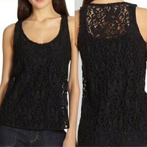 Theory Sheer Black Lace Layering Tank Top Sleeveless Floral size small